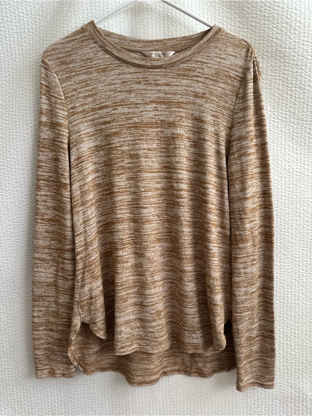 BANANA REPUBLIC Luxespun Brown Cream Long Sleeve Tee Size Small Women’s